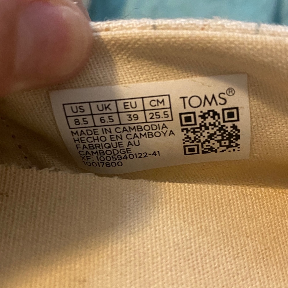Toms Cream Plaid Bow Slip-On Flats - Picture 4 of 4
